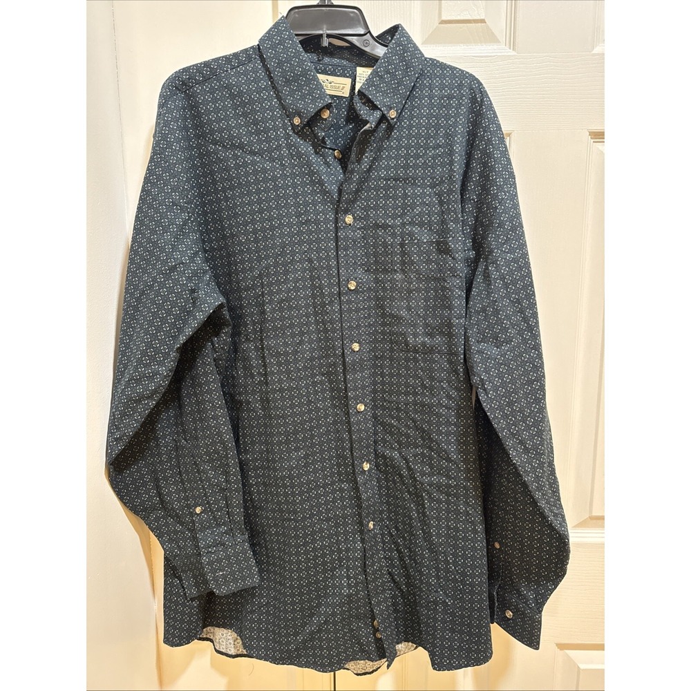 natural issue button down shirt mens XLT Long Sleeve Green Navy And White